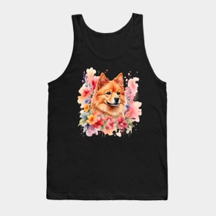 A finish spitz decorated with beautiful watercolor flowers Tank Top